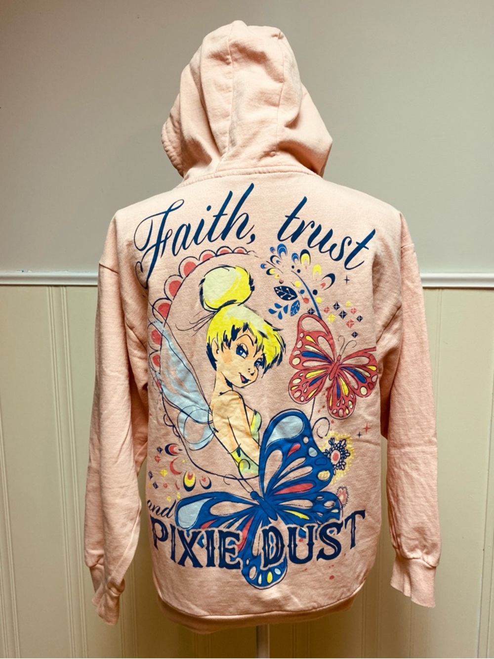 DISNEY Tinker Bell Hoodie Faith Love Pixie Dust Size M
